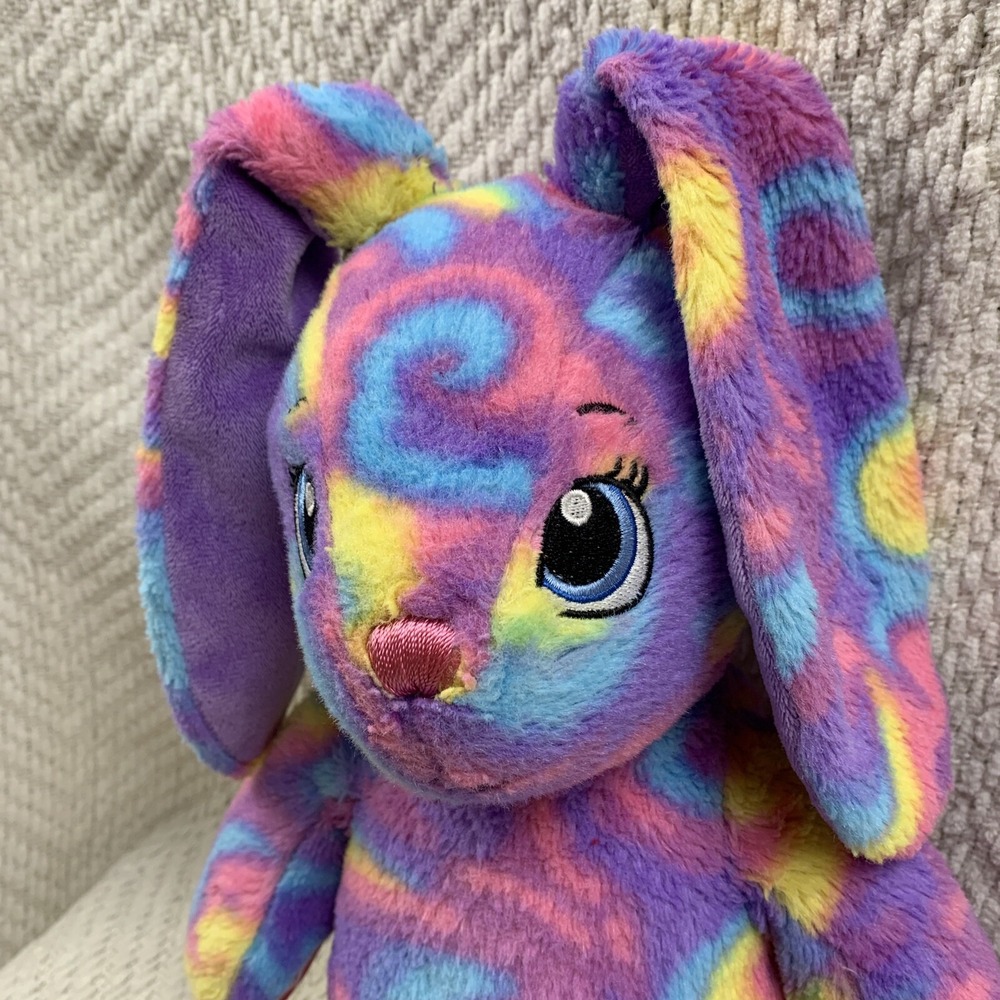 Build a Bear Bunny Rabbit Plush Stuffed Animal Rainbow Tie Dye Colorful‎ Pastel - Picture 4 of 14